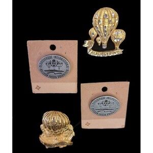 4 Vintage Albuquerque 89 Hot Air Balloons Lapel/Hat Pin Gold & Silvertone
